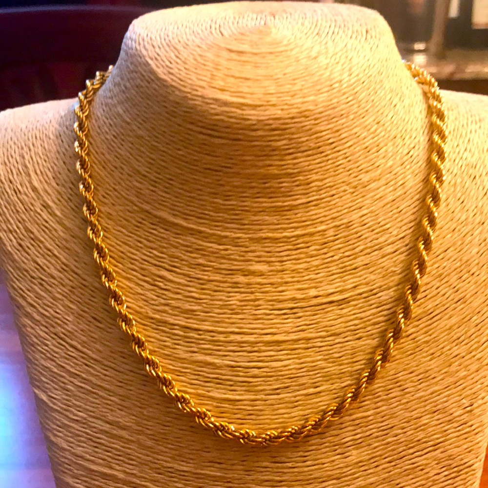 Monet vintage twisted rope chain gold tone med weight retro classic minimalist